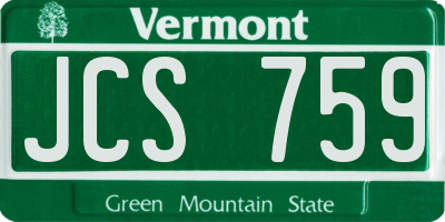 VT license plate JCS759