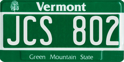VT license plate JCS802