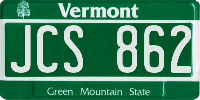 VT license plate JCS862