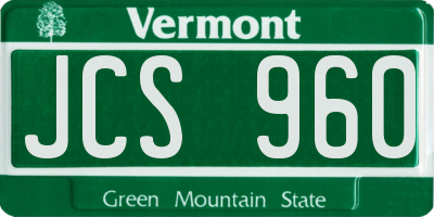 VT license plate JCS960