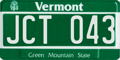 VT license plate JCT043