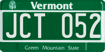 VT license plate JCT052