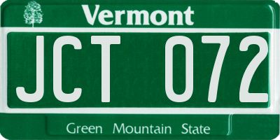 VT license plate JCT072