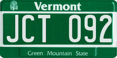 VT license plate JCT092