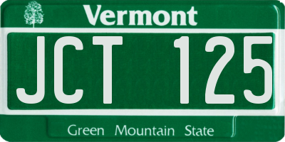 VT license plate JCT125
