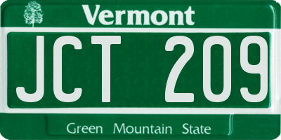 VT license plate JCT209