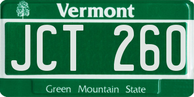 VT license plate JCT260