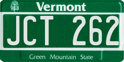VT license plate JCT262