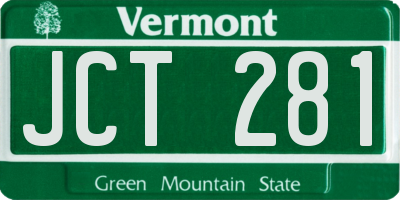 VT license plate JCT281