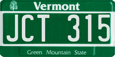 VT license plate JCT315