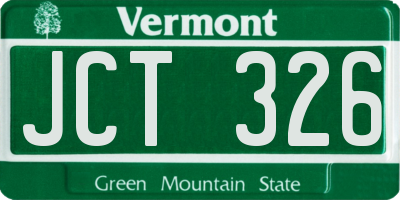 VT license plate JCT326