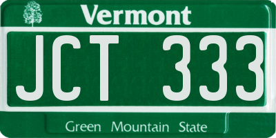 VT license plate JCT333