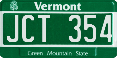 VT license plate JCT354