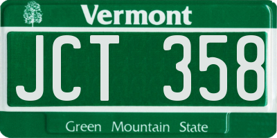 VT license plate JCT358
