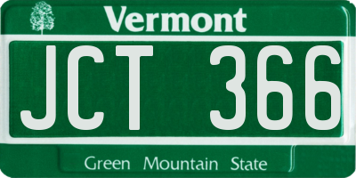 VT license plate JCT366