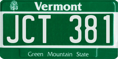 VT license plate JCT381