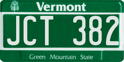 VT license plate JCT382