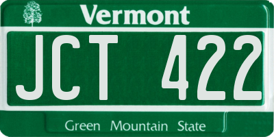 VT license plate JCT422