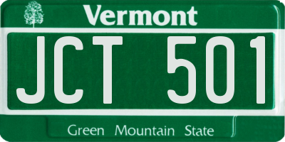 VT license plate JCT501