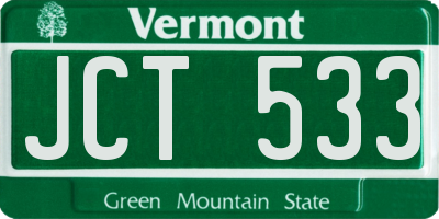 VT license plate JCT533