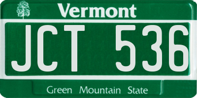 VT license plate JCT536