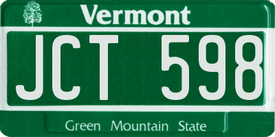 VT license plate JCT598