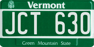 VT license plate JCT630