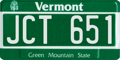 VT license plate JCT651