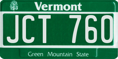 VT license plate JCT760