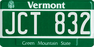 VT license plate JCT832