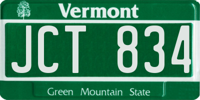 VT license plate JCT834
