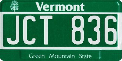 VT license plate JCT836