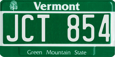 VT license plate JCT854