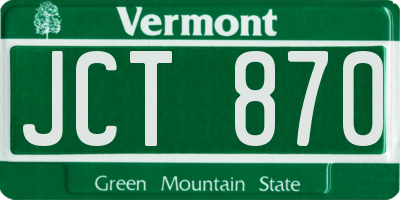VT license plate JCT870