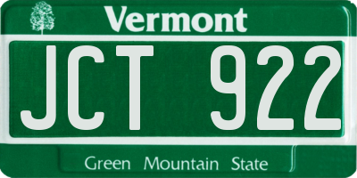 VT license plate JCT922