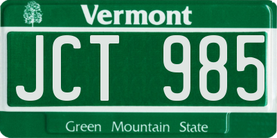 VT license plate JCT985