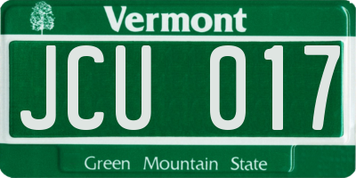 VT license plate JCU017