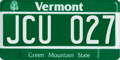 VT license plate JCU027