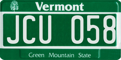 VT license plate JCU058