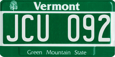 VT license plate JCU092