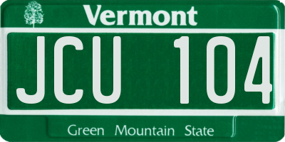 VT license plate JCU104