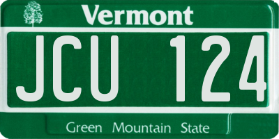 VT license plate JCU124