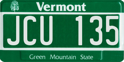VT license plate JCU135
