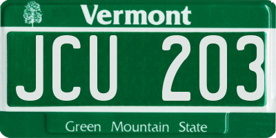 VT license plate JCU203
