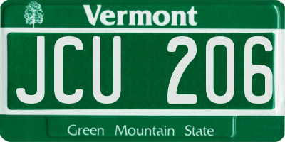 VT license plate JCU206