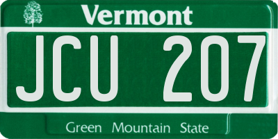 VT license plate JCU207