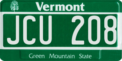 VT license plate JCU208