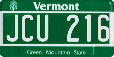 VT license plate JCU216