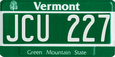 VT license plate JCU227