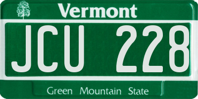 VT license plate JCU228